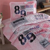 Clasy Ranforce Yatak Örtüsü Tek Kişilik Denim V1 Pembe - 3