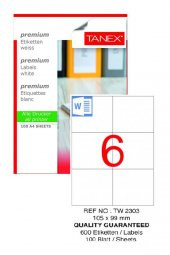 Bilgisayar Etiketi Tw-2303 105x99 mm 100 Lü Lazer Etiket 1 Paket Tanex Davetiye Kargo Koli Kutu Etiketi - 1