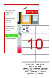 Bilgisayar Etiketi Tw-2610 105x57 mm 100 Lü Lazer Etiket 1 Paket Tanex Davetiye Kargo Koli Kutu Etiketi - 1