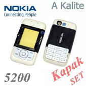 Nokia 5200 Kapak Nokia 5200 uyumlu Siyah Beyaz Renk Ön Kapak Arka Kapak Tuş Takımı - 1