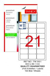 Bilgisayar Etiketi Tw-2021 63,5x38,1 mm 100 Lü Lazer Etiket 1 Paket Tanex Davetiye Kargo Koli Kutu Etiketi - 1