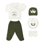 Sema Bebe Sema Baby Prens Lüks 5 Parça Hastane Çıkışı Zıbın Seti - Yeşil - 1