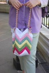 El örgüsü Renkli Lale Çanta - 1