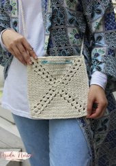 El Örgüsü Mavi iğne Detaylı Askılı Çanta - 1