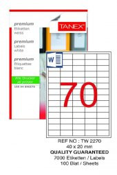 Bilgisayar Etiketi Tw-2070 40x20 mm 100 Lü Lazer Etiket 1 Paket Tanex Davetiye Kargo Koli Kutu Etiketi - 1