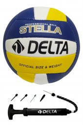 Delta Stella Özel El Dikişli 5 Numara Voleybol Topu + Çok Fonksiyonlu Top Şişirme Pompası Seti - 1