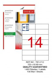 Bilgisayar Etiketi Tw-2712 105x42,69 mm 100 Lü Lazer Etiket 1 Paket Tanex Davetiye Kargo Koli Kutu Etiketi - 1