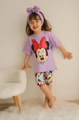 KIZ ÇOCUK MİCKEY MOUSE KAPRİ TAYTLI KISA KOL PAMUK TAKIM - 3