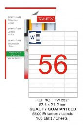 Bilgisayar Etiketi Tw-2321 52,5x21,2 mm 100 Lü Lazer Etiket 1 Paket Tanex Davetiye Kargo Koli Kutu Etiketi - 1