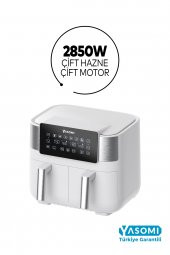 Yasomi Y80 Beyaz 8 Litre 2850W Çift Hazneli Ve Çift Motorlu Dokunmatik Airfryer Fritöz - 1