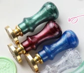 Mum Mühürü Sapı ABS Reçine El Yapımı Sedefli Yeşil M8 Dişli thumbnail 5