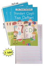 Güzel Yazı Defteri Orta Boy 16,5x24 cm 24 Yaprak 3 Adet Standart Çizgili Yazı Defteri Dik Temel Harflerle 1. Sınıf - 1