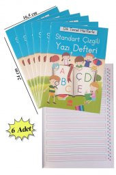 Güzel Yazı Defteri Orta Boy 16,5x24 cm 24 Yaprak 6 Adet Standart Çizgili Yazı Defteri Dik Temel Harflerle 1. Sınıf - 1