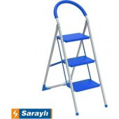 Saraylı mega pratik seyyar merdiven 3 basamak - geniş basamaklı mavi - 1