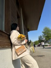 ŞANLI Online Kadın Tokalı Zincir Askılı Çanta Taba - 4