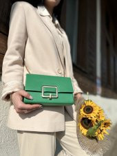 ŞANLI Online Kadın Tokalı Zincir Askılı Çanta Yeşil - 1