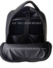 Deri Laptop Sırt Çantası Suya Dayanıklı Siyah 15.6 İnç 8683255012275 - 3