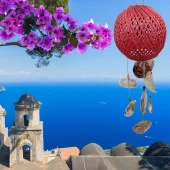 Rüzgar Çanı Jüt ip Hasır Top Kafesli Lamba Başlığı Kırmızı Sedefli thumbnail 4