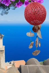 Rüzgar Çanı Jüt ip Hasır Top Kafesli Lamba Başlığı Kırmızı Sedefli thumbnail 8