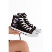 Unisex Siyah Beyaz Spor Ayakkabı Convers Uzun Bilekli Sneaker - 1