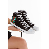 Unisex Siyah Beyaz Spor Ayakkabı Convers Uzun Bilekli Sneaker - 2