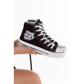 Unisex Siyah Beyaz Spor Ayakkabı Convers Uzun Bilekli Sneaker - 5