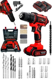Tesla Seri 14.4 V 2 Ah Darbeli Titanyum Sargı 27 Pcs Set Panasonic Çift Batarya Akülü Vidalama Matkap - 1
