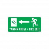 Yangın Çıkışı Sol Yeri Uyarı Levhası 17,5x25 KOD930 - 1