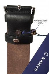 Orijinal Erkek Metal Tokalı Deri Şık Klasik Model Kot Kumaş Takım Elbise Uyumlu Erkek Kemer - 4