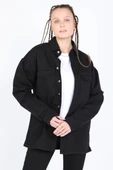 Kadın Oversize Jean Gömlek Siyah - 4