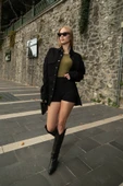 Kadın Oversize Jean Gömlek Siyah - 3