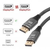 PrimeX PX-DP14 1.4V 2K-4K-8K UHD Display Kablo Örgülü, 360Hz Destekli FreeSync G-Sync Displayport Kablo, 144Hz Display kablo, 165hz Display kablo, 240Hz Display kablo, 360hz Display kablo - 7