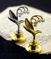 Mum Mühür Damga Kolu Premium Metal Çan Orkidesi Gümüş thumbnail 8