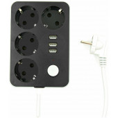 Akım Koruyuculu 3USB Port Hızlı Şarjlı  4Lü Priz - 3