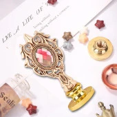 Kraliyet Pembe Taşlı Döküm Metal Mum Mühürü Sapı Rose Gold thumbnail 3