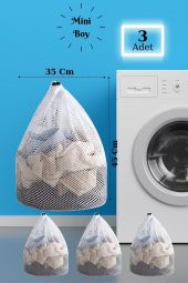 LBag | 3 Adet Çamaşır Yıkama Filesi İpli 35x45 Cm | Çorap Perde Filesi - 1