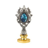 Kraliyet Mavi Taşlı Döküm Metal Mum Mühürü Sapı Antik Gümüş thumbnail 1