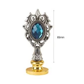 Kraliyet Mavi Taşlı Döküm Metal Mum Mühürü Sapı Antik Gümüş thumbnail 2