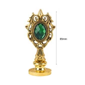 Kraliyet Yeşil Taşlı Döküm Metal Mum Mühürü Sapı Gold 1 thumbnail 2