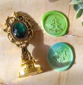 Kraliyet Yeşil Taşlı Döküm Metal Mum Mühürü Sapı Gold 1 thumbnail 10