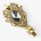 Kraliyet Füme Taşlı Döküm Metal Mum Mühürü Sapı Antik Gold - 5