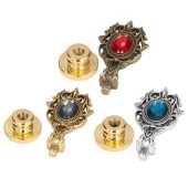 Kraliyet Füme Taşlı Döküm Metal Mum Mühürü Sapı Antik Gold - 9