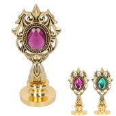 Kraliyet Bordo Taşlı Döküm Metal Mum Mühürü Sapı Antik Gold thumbnail 9