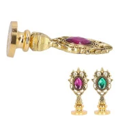 Kraliyet Bordo Taşlı Döküm Metal Mum Mühürü Sapı Antik Gold thumbnail 12