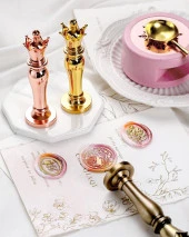 Mum Mühür Damga Kolu Premium Metal Kraliyet Tacı Rose Gold thumbnail 4