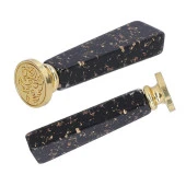 Mum Mühürü Sapı ABS Reçine El Yapımı Simli Siyah M8 Dişli thumbnail 6