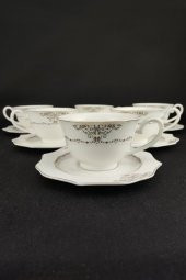 Digithome Porselen 6 Kişilik Çay Nescafe Fincan Takımı Yaldızlı RISE-200 62626 thumbnail 3