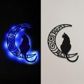 Veraart Aydaki Kedi Figürlü Duvar Dekorlu Gece Lambası 40 cm - 3