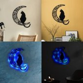 Veraart Aydaki Kedi Figürlü Duvar Dekorlu Gece Lambası 50 cm - 2