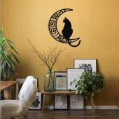 Veraart Aydaki Kedi Figürlü Duvar Dekorlu Gece Lambası 50 cm - 5